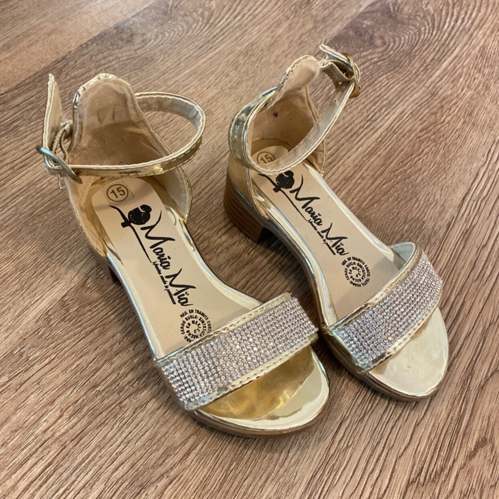 Kids Gold Rhinestone Sandals - Size 8